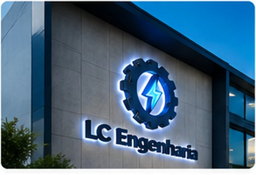 Ilustração conceitual de fachada com a marca LC Engenharia